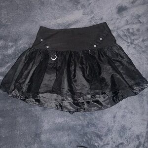 Royal Bones Black Skirt with Tulle and Metal Details